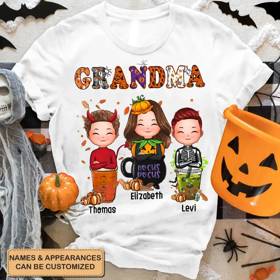 Nana Trick Or Treat Coffee - Personalized Custom T-shirt - Halloween Gift For Grandma, Mom