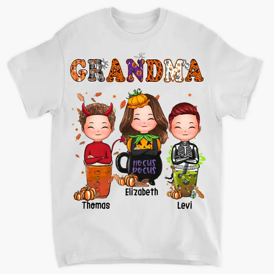 Nana Trick Or Treat Coffee - Personalized Custom T-shirt - Halloween Gift For Grandma, Mom