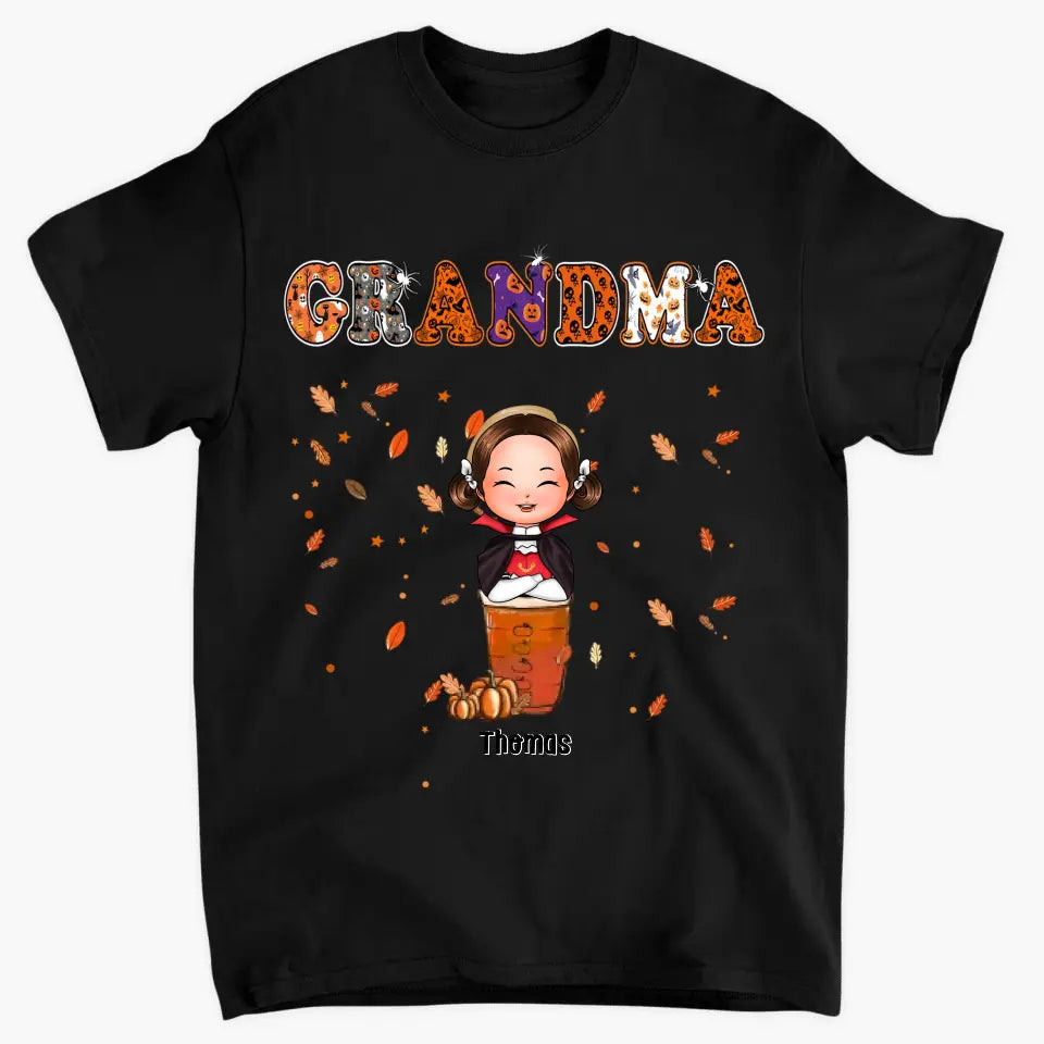 Nana Trick Or Treat Coffee - Personalized Custom T-shirt - Halloween Gift For Grandma, Mom