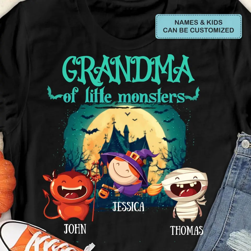 Grandma Of Little Monsters - Personalized Custom T-shirt - Halloween Gift For Grandma, Mom