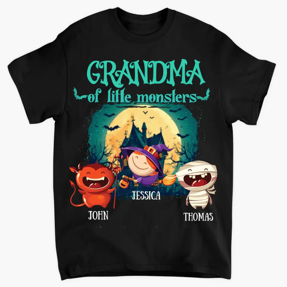 Grandma Of Little Monsters - Personalized Custom T-shirt - Halloween Gift For Grandma, Mom