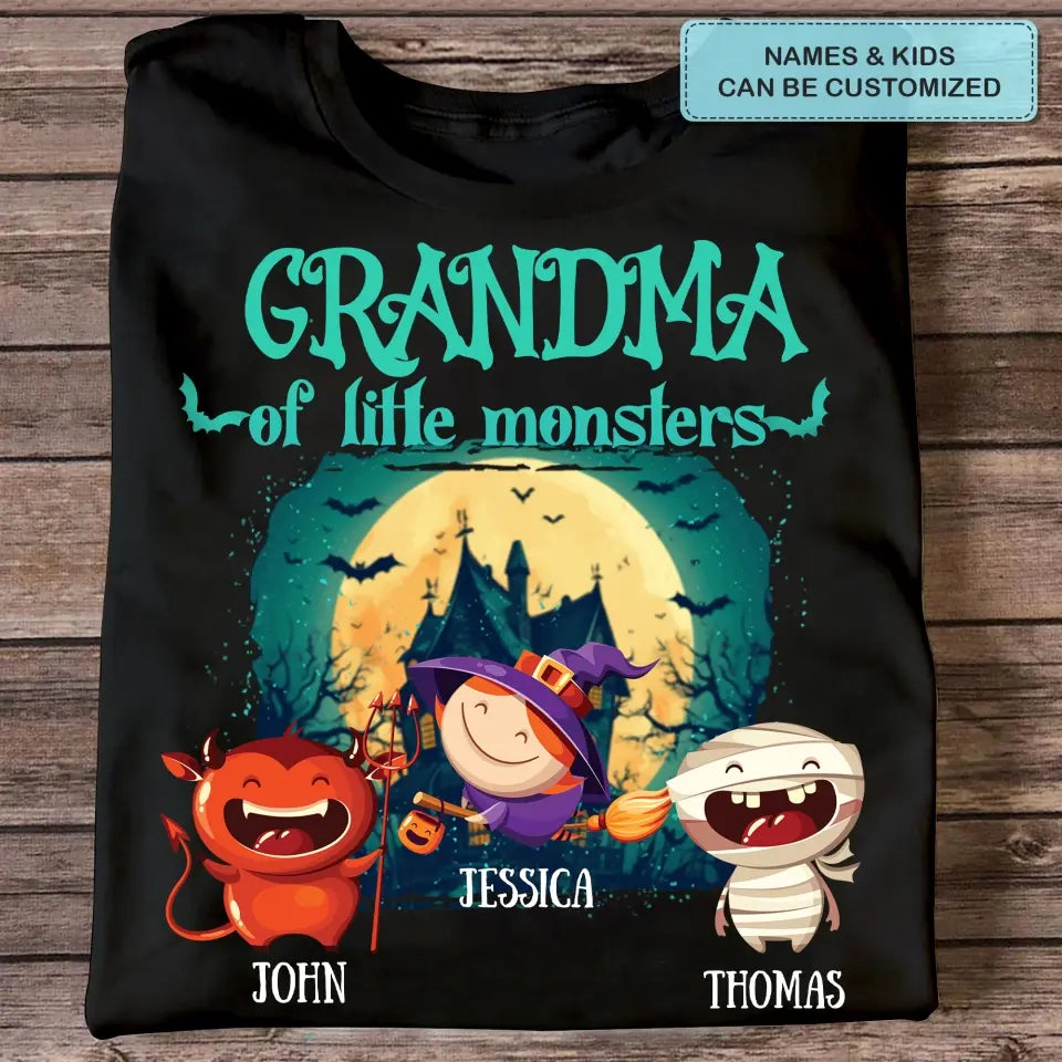 Grandma Of Little Monsters - Personalized Custom T-shirt - Halloween Gift For Grandma, Mom