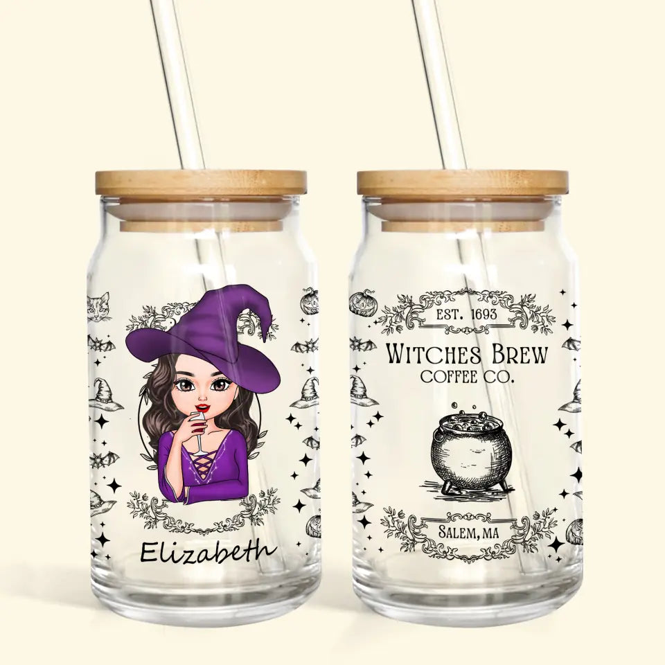 Witches Brew Coffee Co - Personalized Custom Glass Can - Halloween Gift For Witch