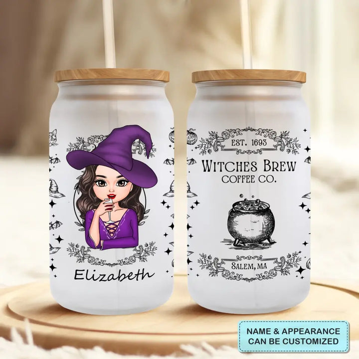 Witches Brew Coffee Co - Personalized Custom Glass Can - Halloween Gift For Witch