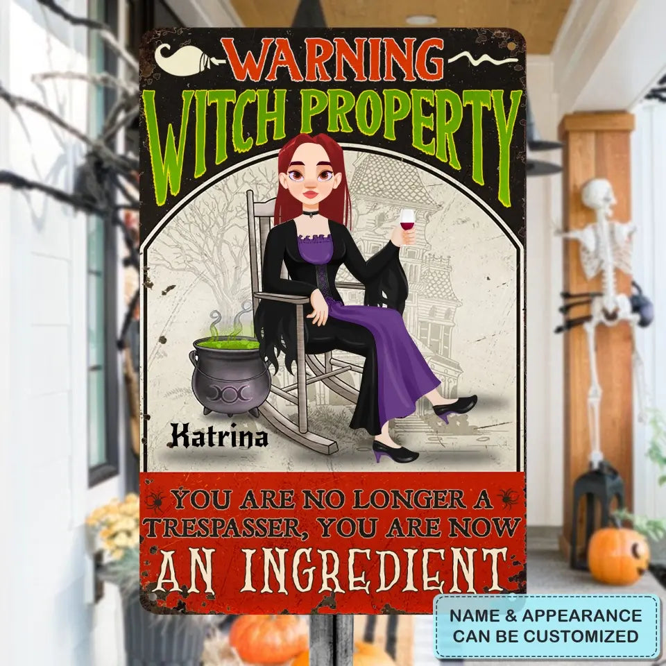 Warning Witch Property - Personalized Custom Metal Sign - Halloween Gift For Bestie, Friend