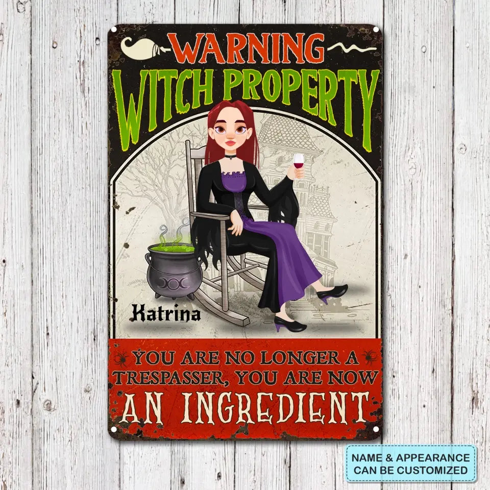 Warning Witch Property - Personalized Custom Metal Sign - Halloween Gift For Bestie, Friend