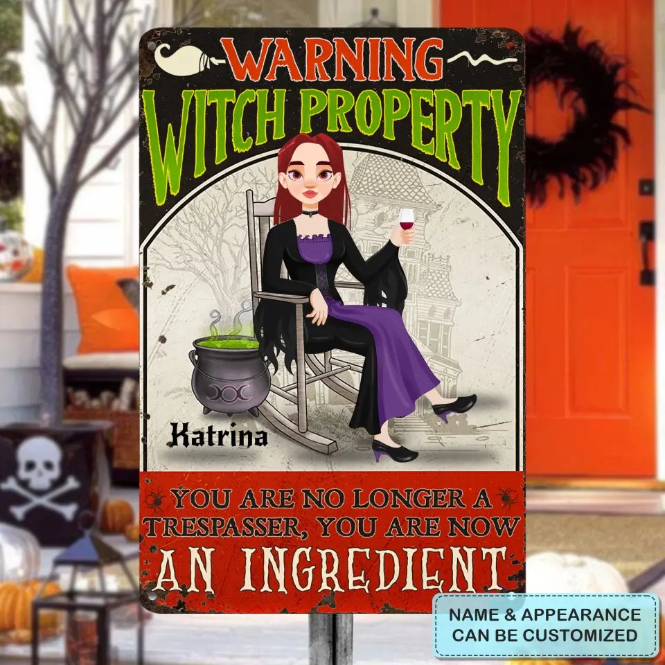 Warning Witch Property - Personalized Custom Metal Sign - Halloween Gift For Bestie, Friend