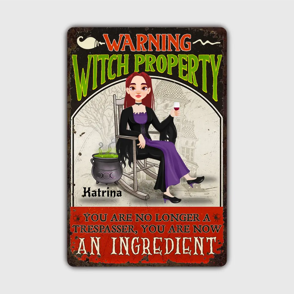 Warning Witch Property - Personalized Custom Metal Sign - Halloween Gift For Bestie, Friend