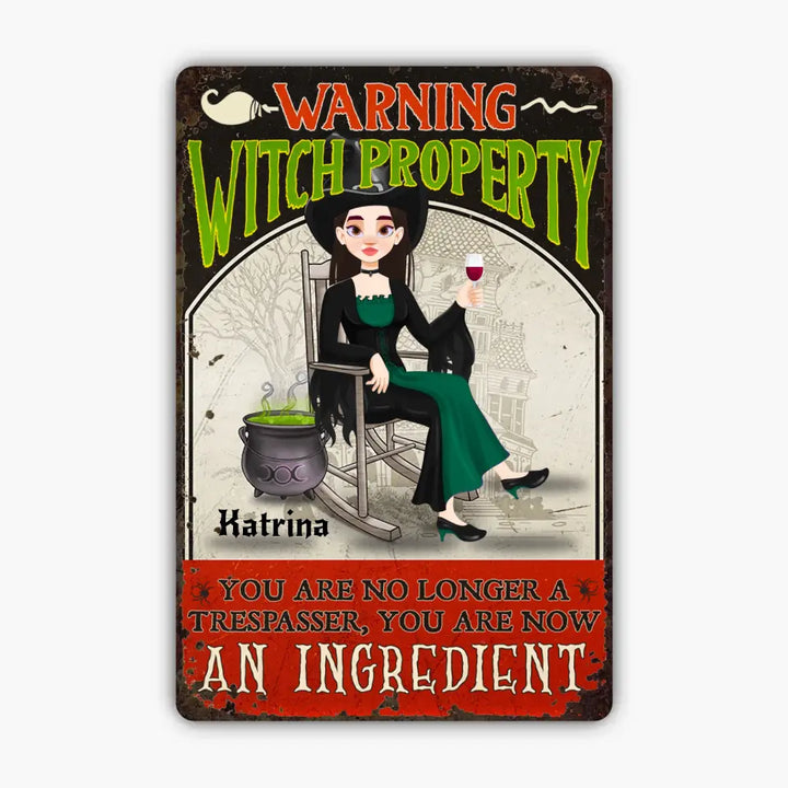 Warning Witch Property - Personalized Custom Metal Sign - Halloween Gift For Bestie, Friend