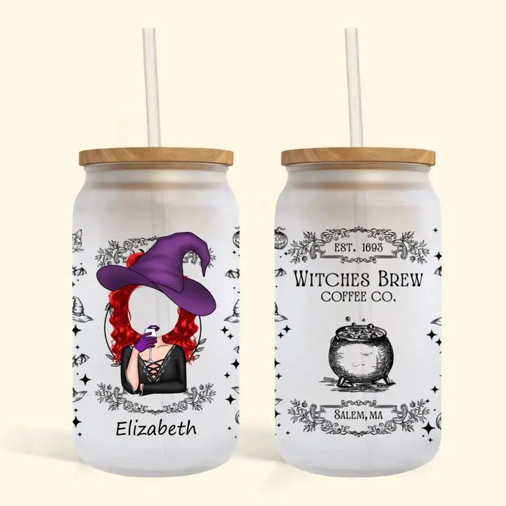 Witches Brew Coffee Co - Personalized Custom Glass Can - Halloween Gift For Witch