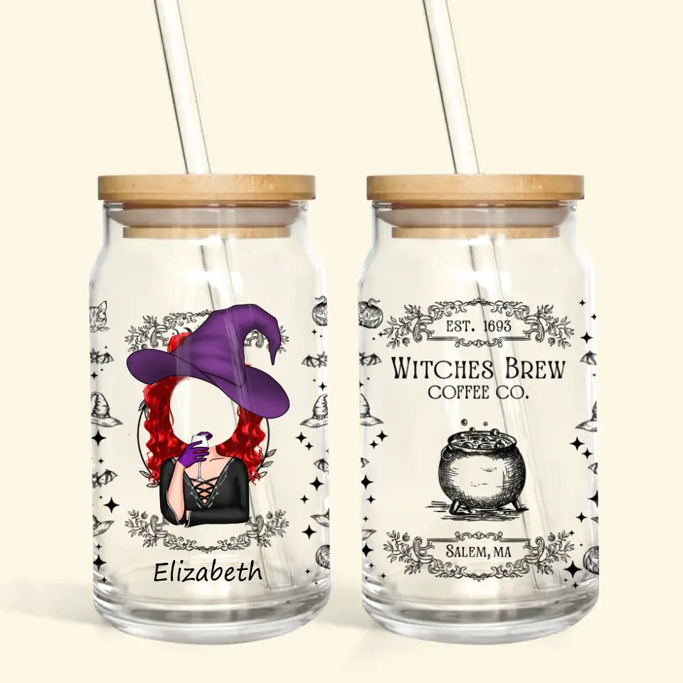 Witches Brew Coffee Co - Personalized Custom Glass Can - Halloween Gift For Witch