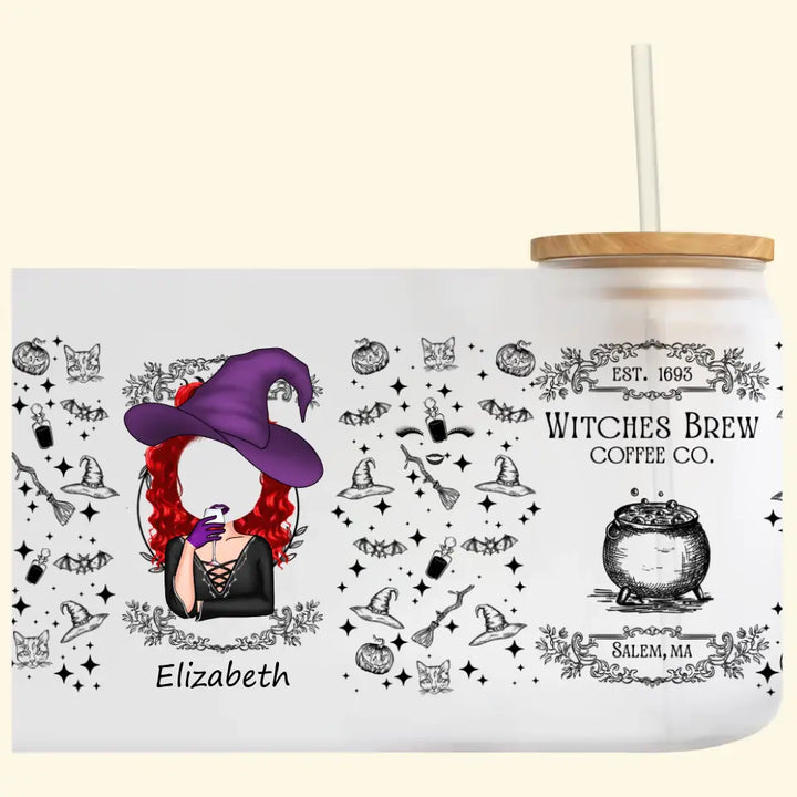 Witches Brew Coffee Co - Personalized Custom Glass Can - Halloween Gift For Witch