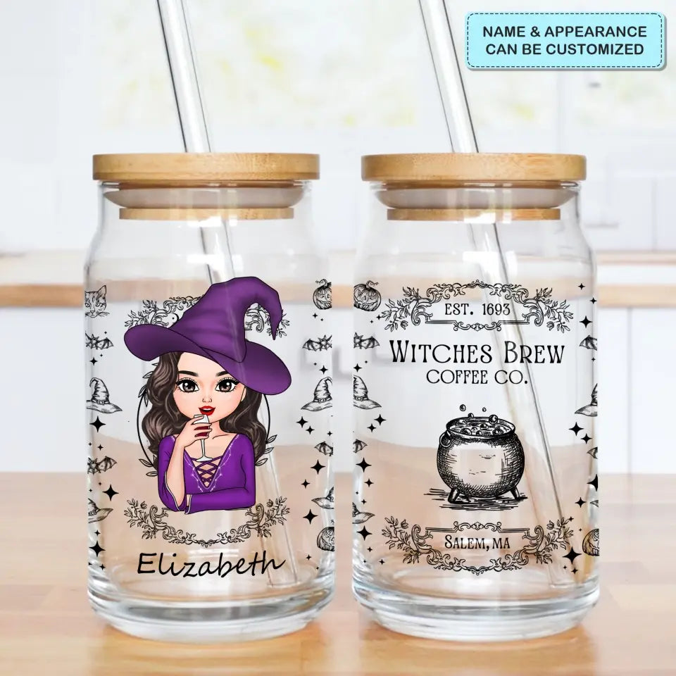 Witches Brew Coffee Co - Personalized Custom Glass Can - Halloween Gift For Witch