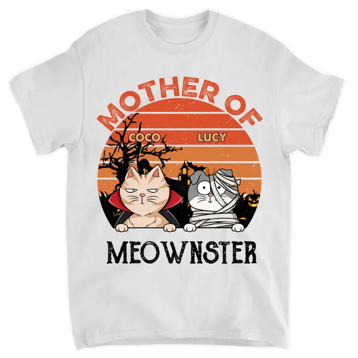 Mother Of Meownster - Personalized Custom T-shirt - Halloween Gift For Cat Lover, Cat Dad, Cat Mom