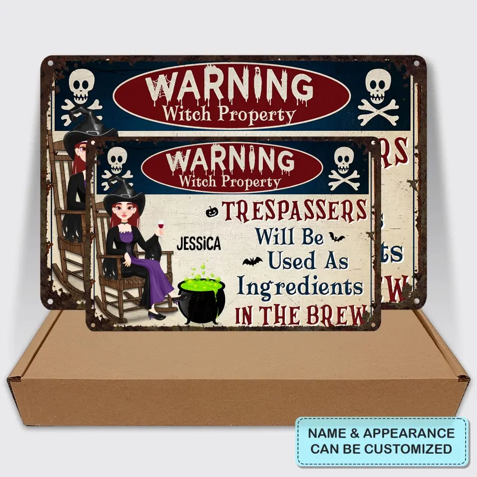 Warning Witch Property - Personalized Custom Metal Sign - Halloween Gift For Bestie, Friend