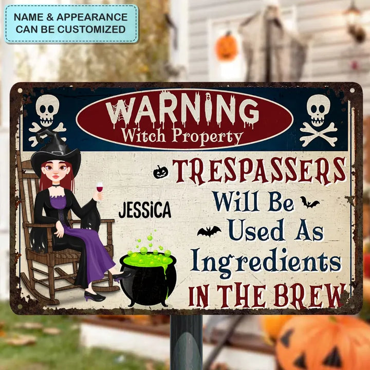 Warning Witch Property - Personalized Custom Metal Sign - Halloween Gift For Bestie, Friend