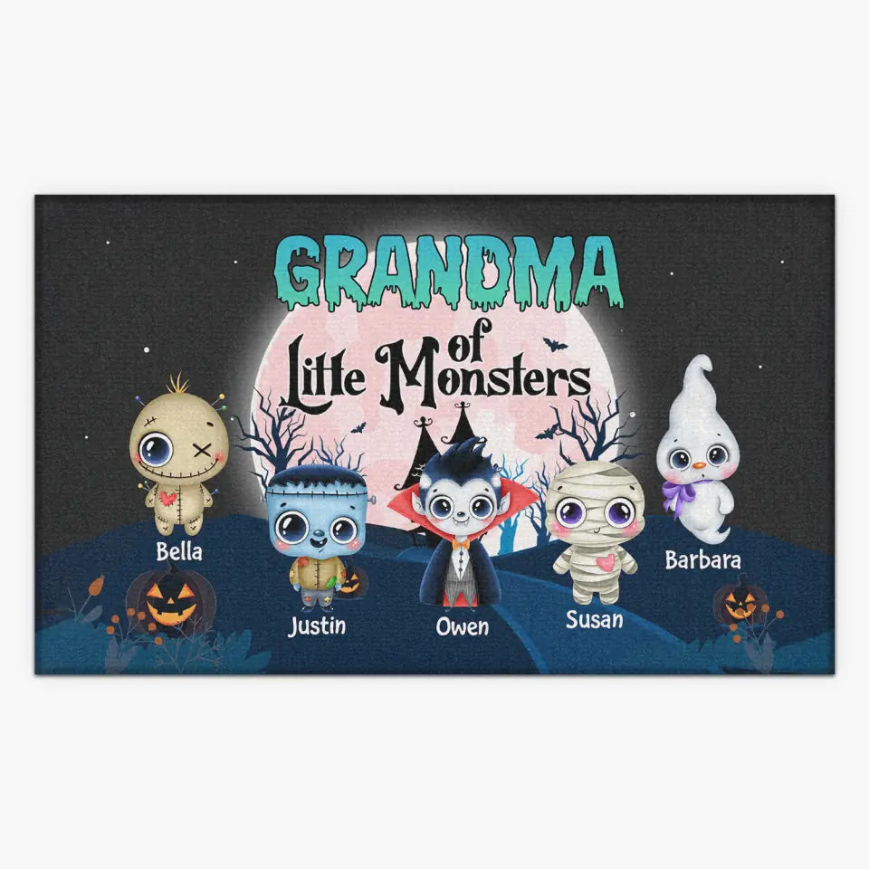 Grandma Of Little Monsters - Personalized Custom Doormat - Halloween Gift For Grandma, Mom