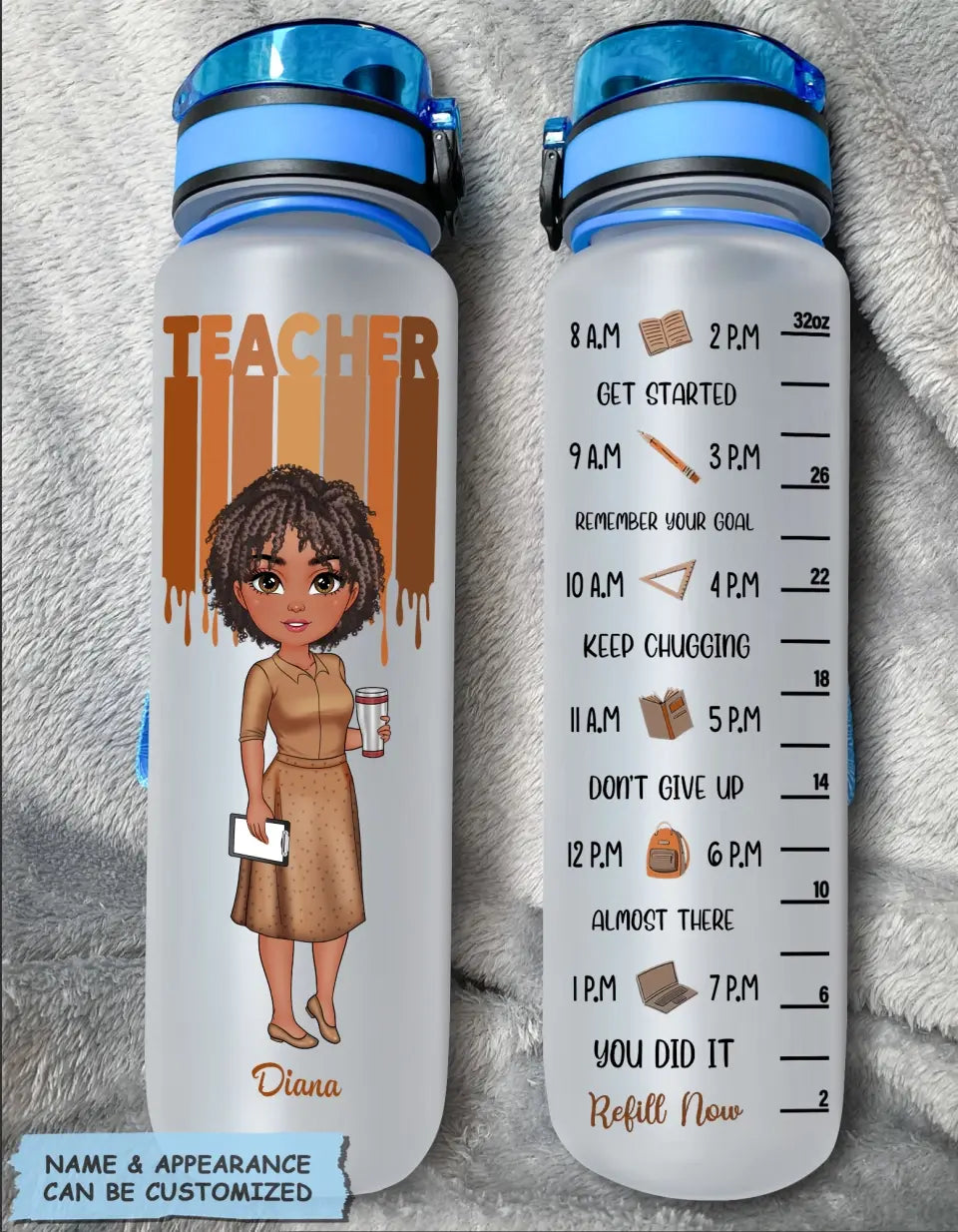 Love Teacher Life - Personalized Custom Water Tracker Bottle - Teacher's Day, Appreciation Gift For Teacher