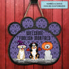 Welcome Foolish Mortals - Personalized Custom Door Sign - Halloween Gift For Dog Lover, Dog Mom, Dog Dad