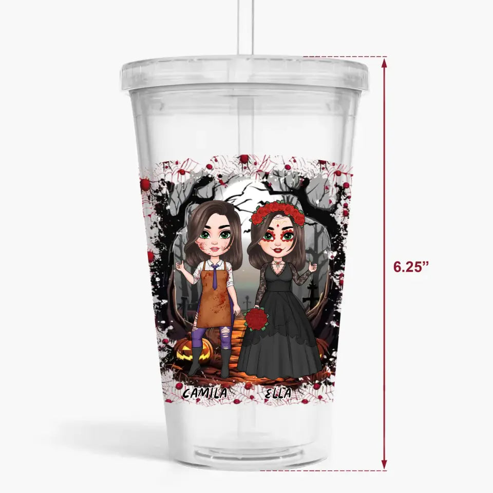 Partners In Crime - Personalized Custom Acrylic Tumbler - Halloween Gift For Friends, Besties