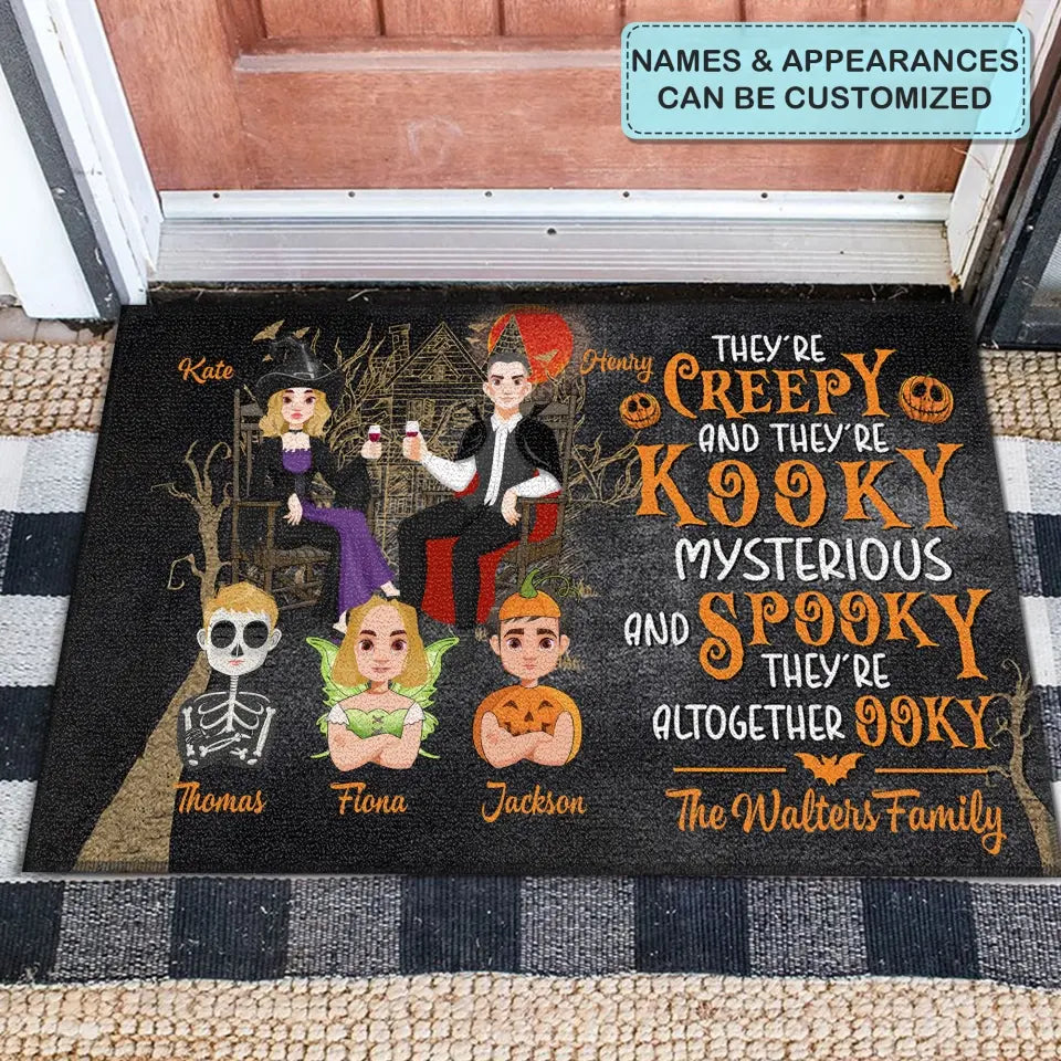 They're Creepy They're Kooky - Personalized Custom Doormat - Halloween Gift For Couple, Family, Family Members