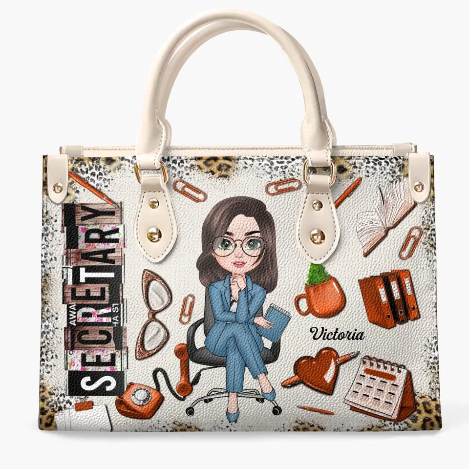 Secretary Life - Personalized Custom Leather Bag - Gift For Secretary, School Secretary, Office Woman