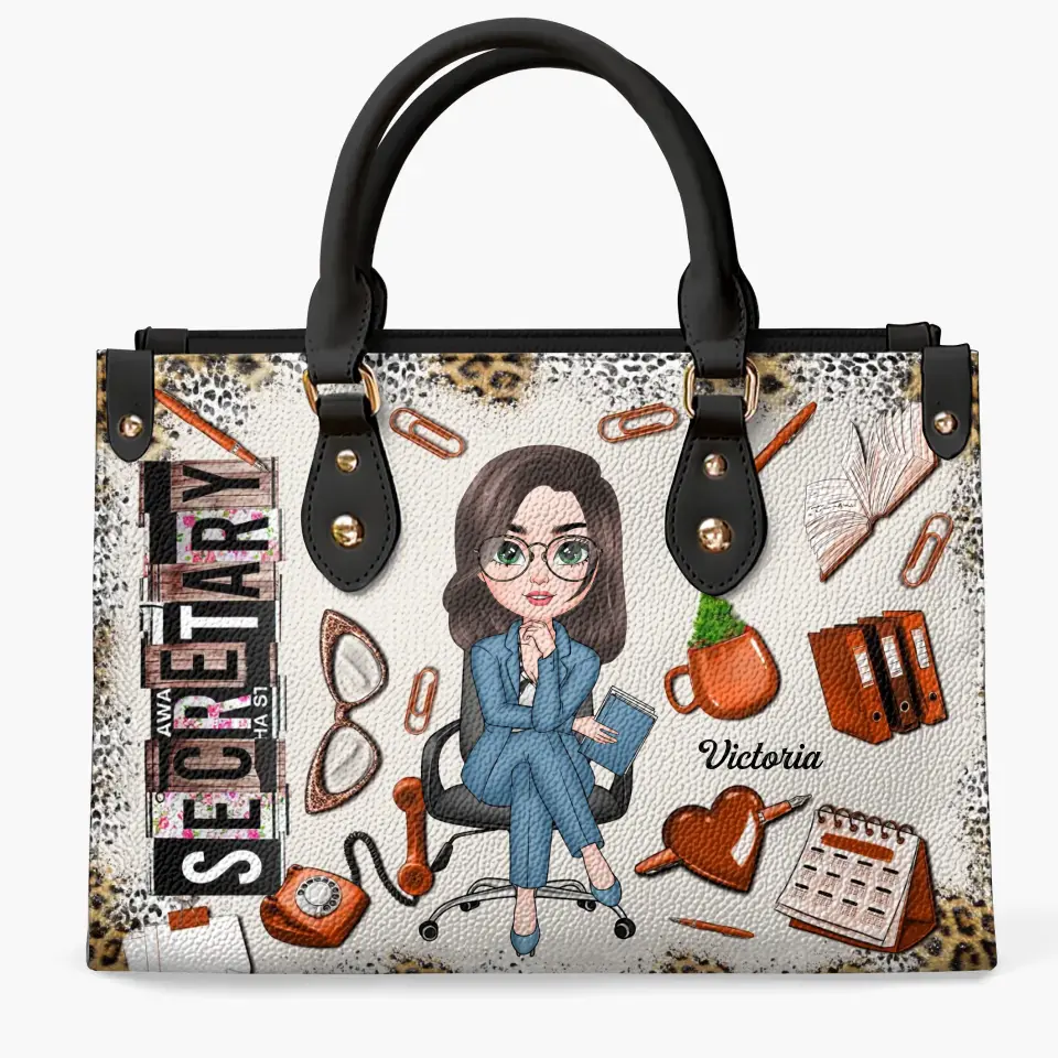 Secretary Life - Personalized Custom Leather Bag - Gift For Secretary, School Secretary, Office Woman