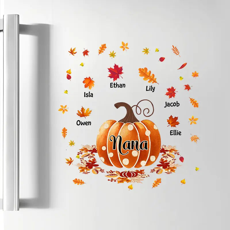 Grandma Mom Autumn Leaves - Personalized Custom Decal - Fall Gift For Grandma, Mother