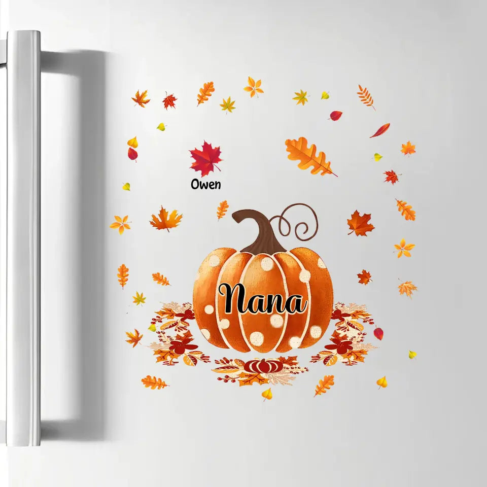 Grandma Mom Autumn Leaves - Personalized Custom Decal - Fall Gift For Grandma, Mother