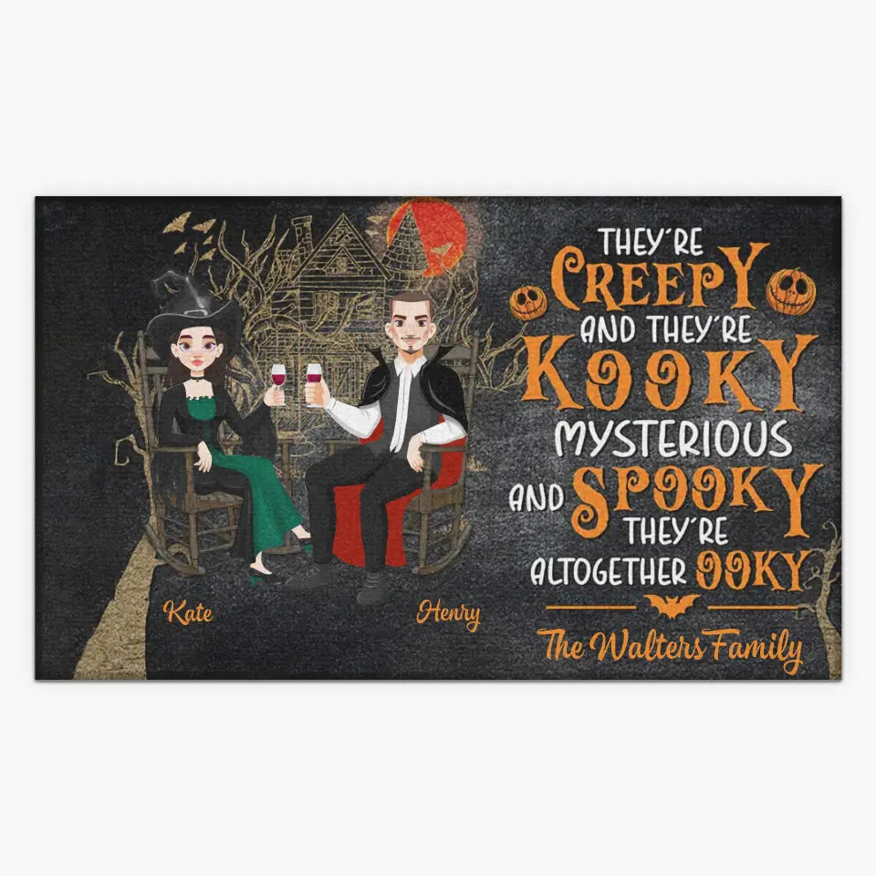 They're Creepy They're Kooky - Personalized Custom Doormat - Halloween Gift For Couple, Family, Family Members