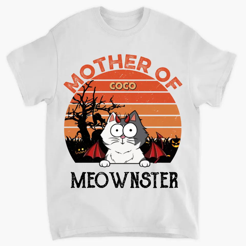 Mother Of Meownster - Personalized Custom T-shirt - Halloween Gift For Cat Lover, Cat Dad, Cat Mom