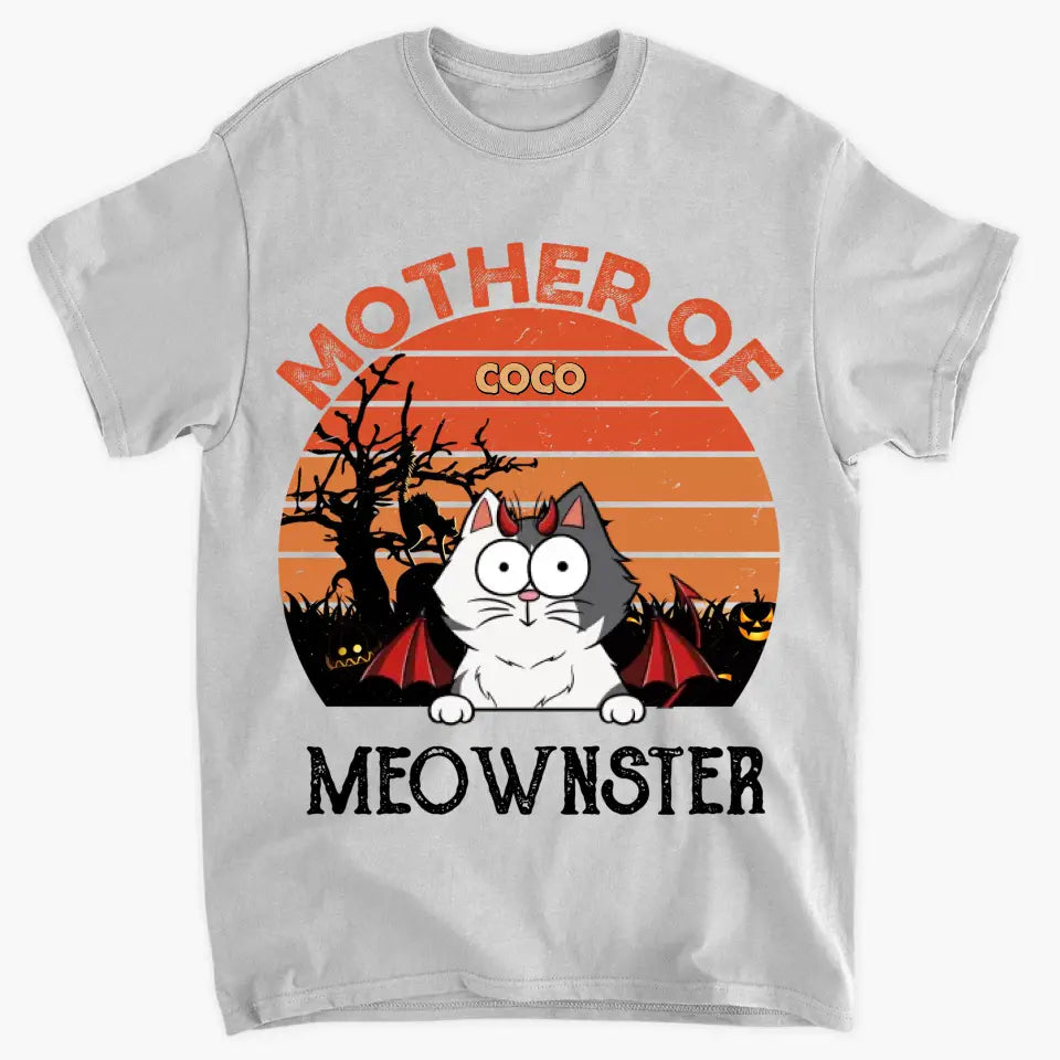 Mother Of Meownster - Personalized Custom T-shirt - Halloween Gift For Cat Lover, Cat Dad, Cat Mom