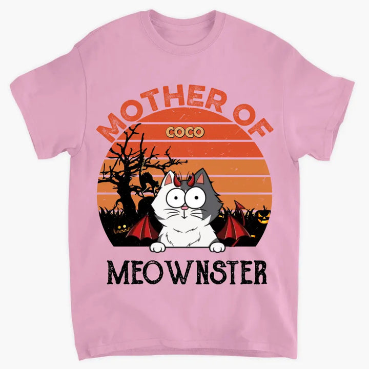 Mother Of Meownster - Personalized Custom T-shirt - Halloween Gift For Cat Lover, Cat Dad, Cat Mom