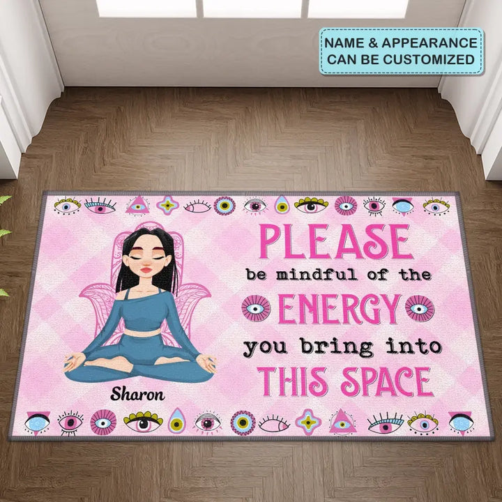 Check Yo Energy Pink Version - Personalized Custom Doormat - Home Decor Gift For Yoga Lover