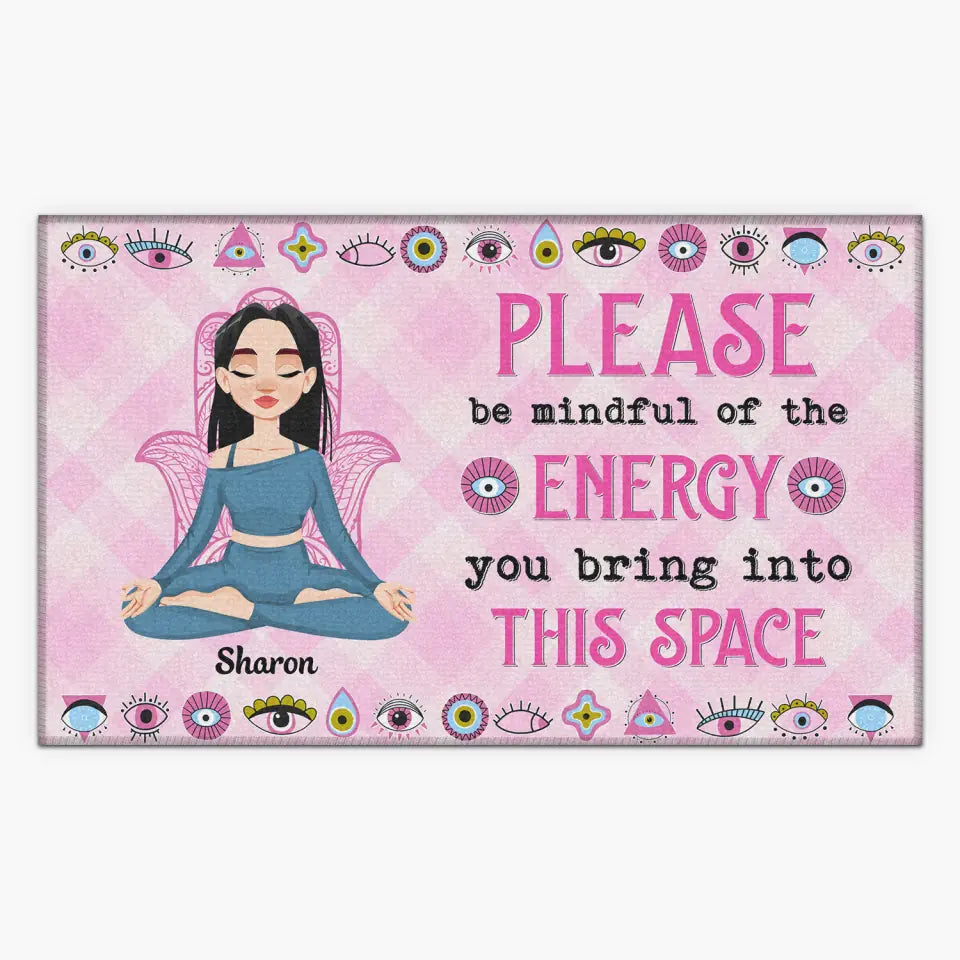 Check Yo Energy Pink Version - Personalized Custom Doormat - Home Decor Gift For Yoga Lover