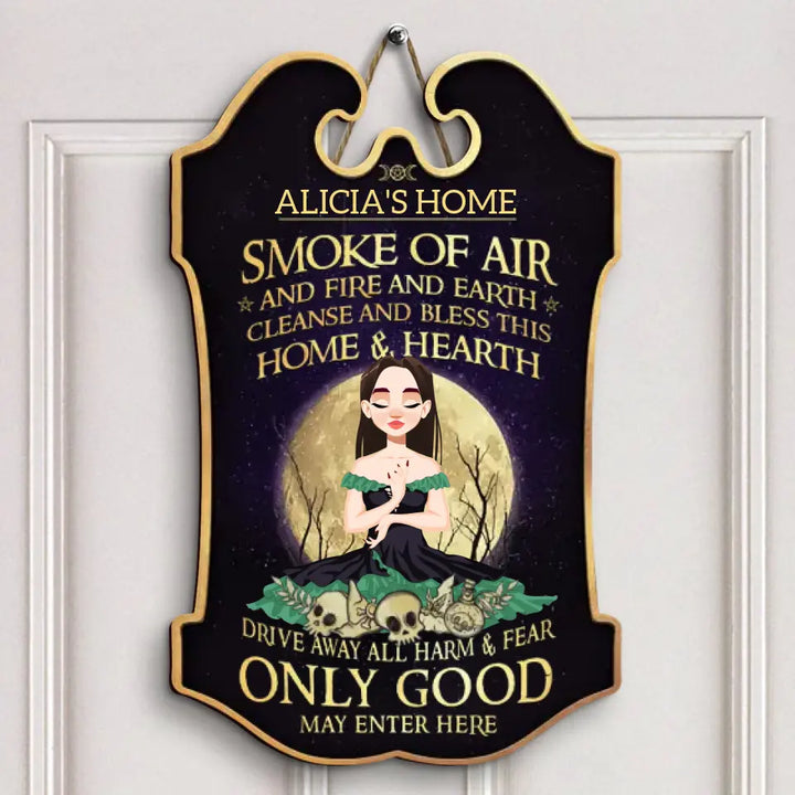 Sky Above Earth Below - Personalized Custom Door Sign - Halloween Gift For Witch