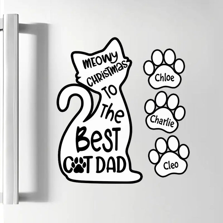 Meowy Christmas To The Best Dad - Personalized Custom Decal - Christmas Gift For Cat Mom, Cat Dad, Cat Lover, Cat Owner