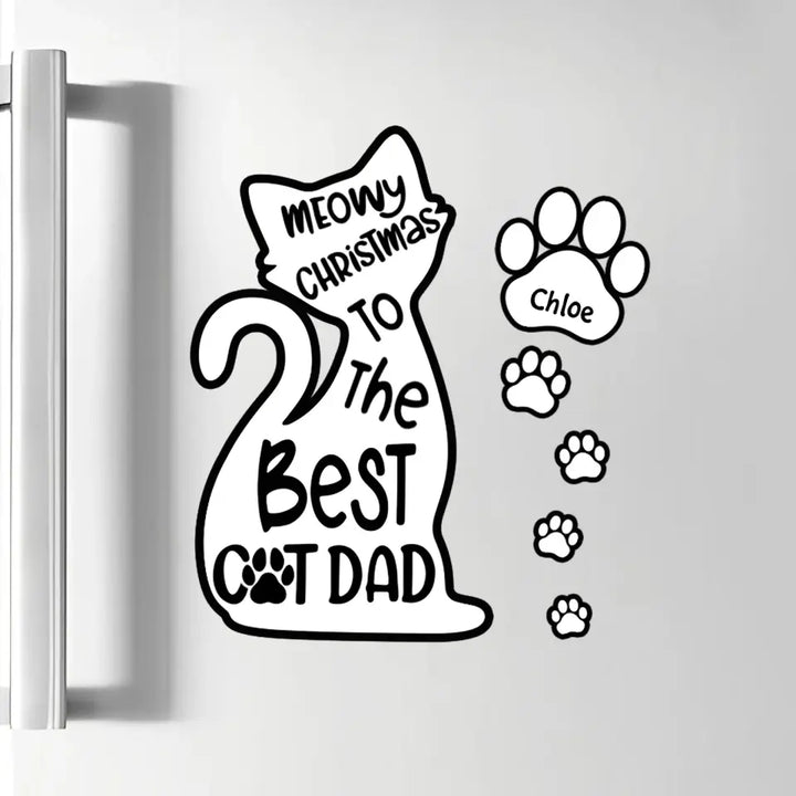 Meowy Christmas To The Best Dad - Personalized Custom Decal - Christmas Gift For Cat Mom, Cat Dad, Cat Lover, Cat Owner