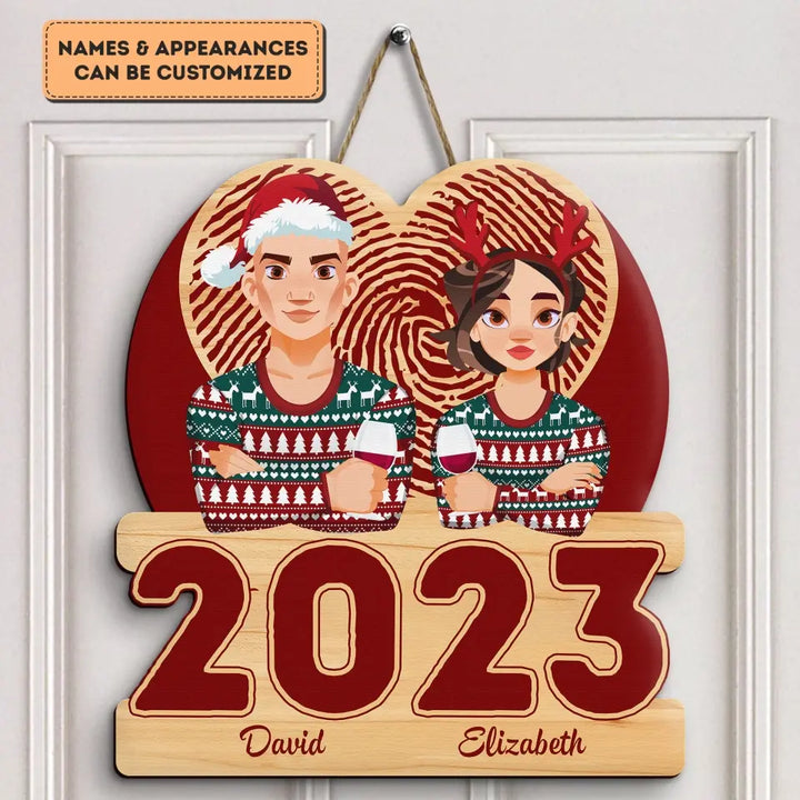 Christmas 2023 You And Me - Personalized Custom Door Sign - Christmas Gift For Couple, Wife, Husband