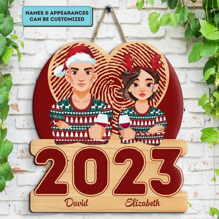 Christmas 2023 You And Me - Personalized Custom Door Sign - Christmas Gift For Couple, Wife, Husband