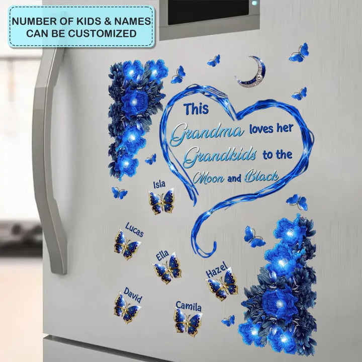 This Grandma Loves Her Grandkids To Moon And Back Blue Butterfly - Personalized Custom Decal -  Gift For Grandma, Mom