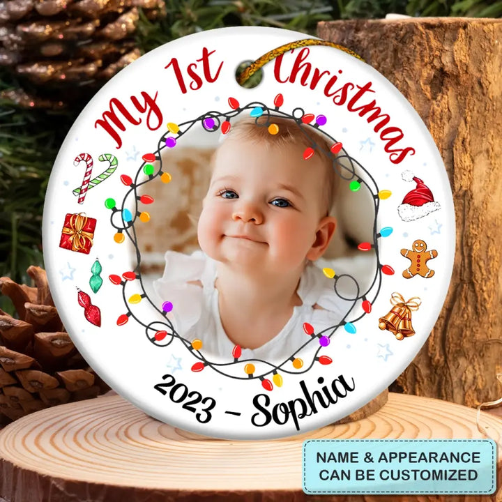 My 1St Christmas Custom Photo - Personalized Custom Ceramic Ornament - Christmas Gift For Family Members