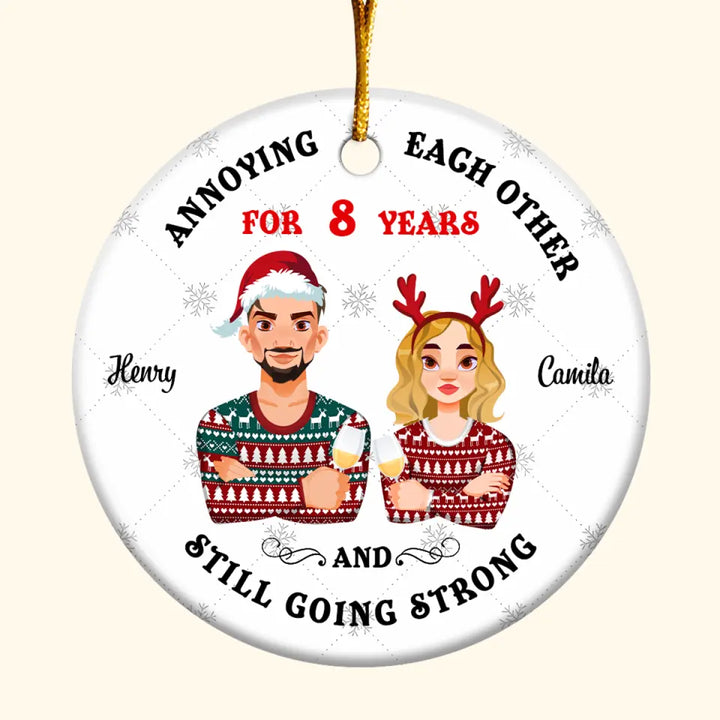 Annoying Each Other - Personalized Custom Ceramic Ornament - Christmas Gift For Couple, Wife, Husband