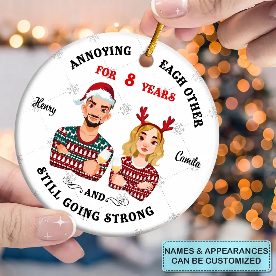 Annoying Each Other - Personalized Custom Ceramic Ornament - Christmas Gift For Couple, Wife, Husband