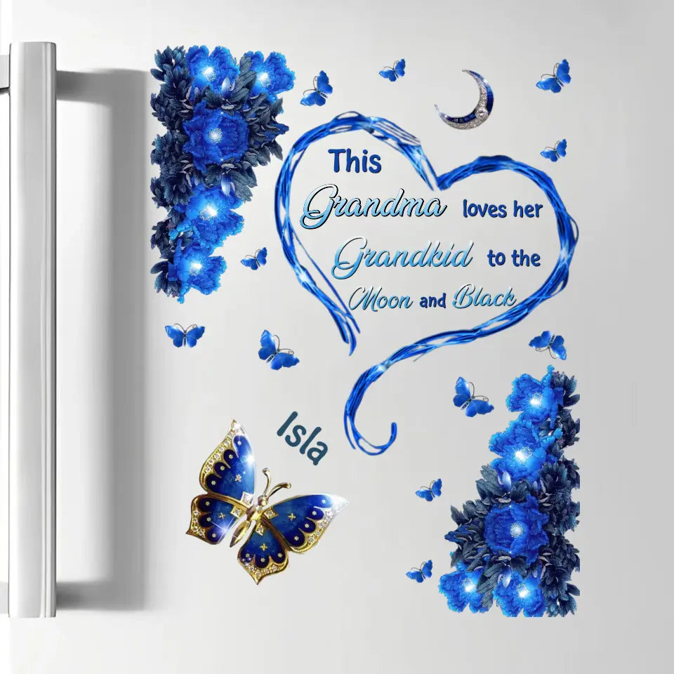 This Grandma Loves Her Grandkids To Moon And Back Blue Butterfly - Personalized Custom Decal -  Gift For Grandma, Mom