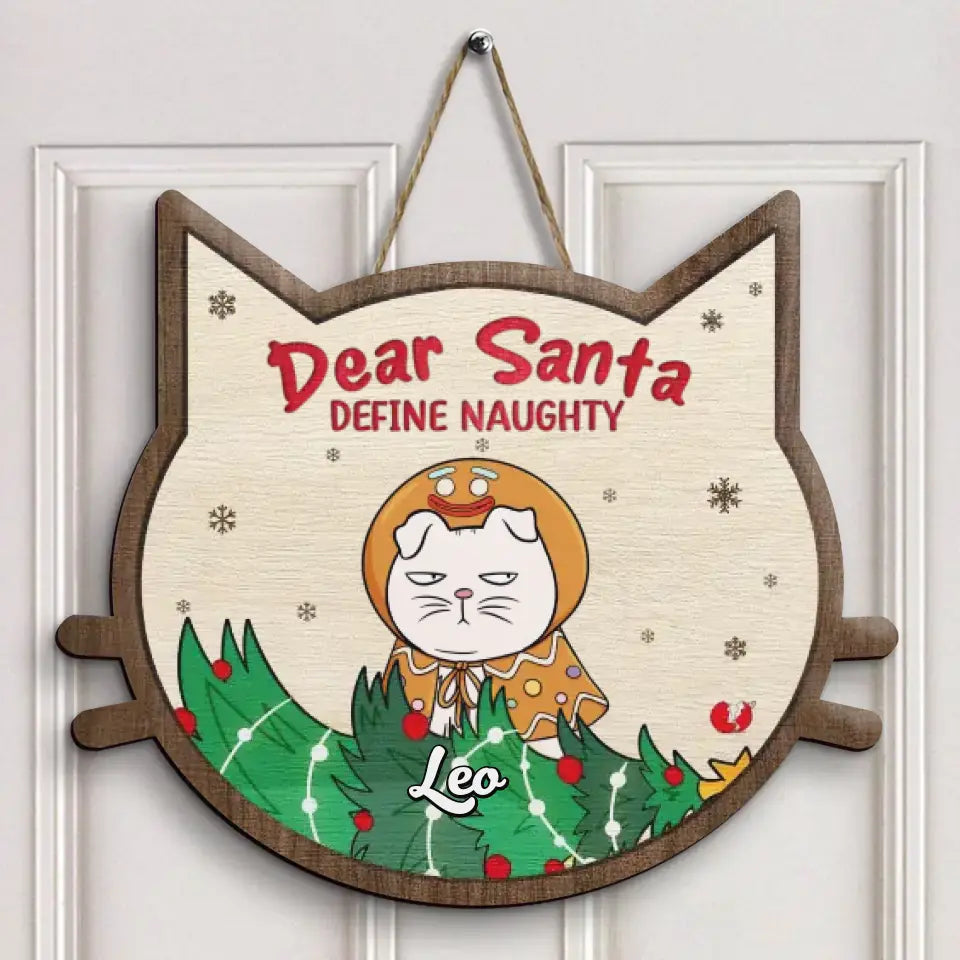 Merry Fluffmas - Personalized Custom Door Sign - Christmas Cat Funny - Gift For Cat Mom, Cat Dad, Cat Lover, Cat Owner