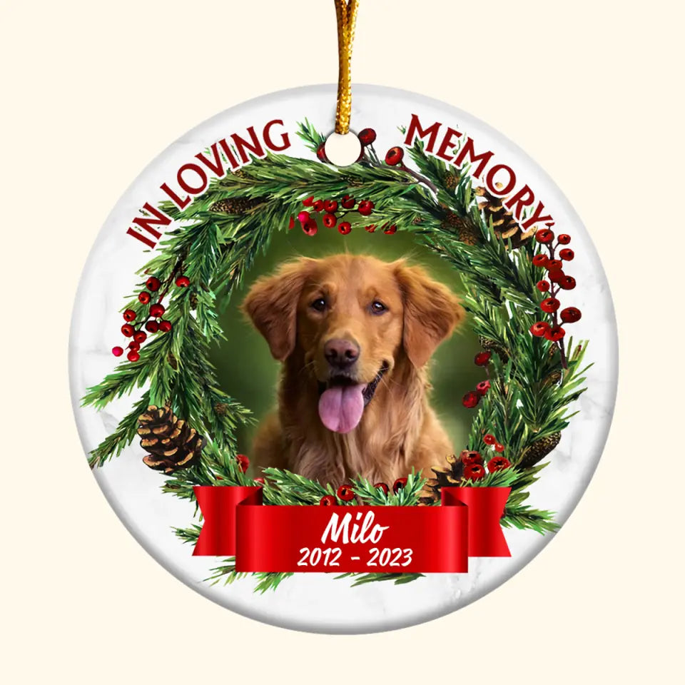 In Loving Memory - Personalized Custom Ceramic Ornament - Memorial Gift For Pet Lover