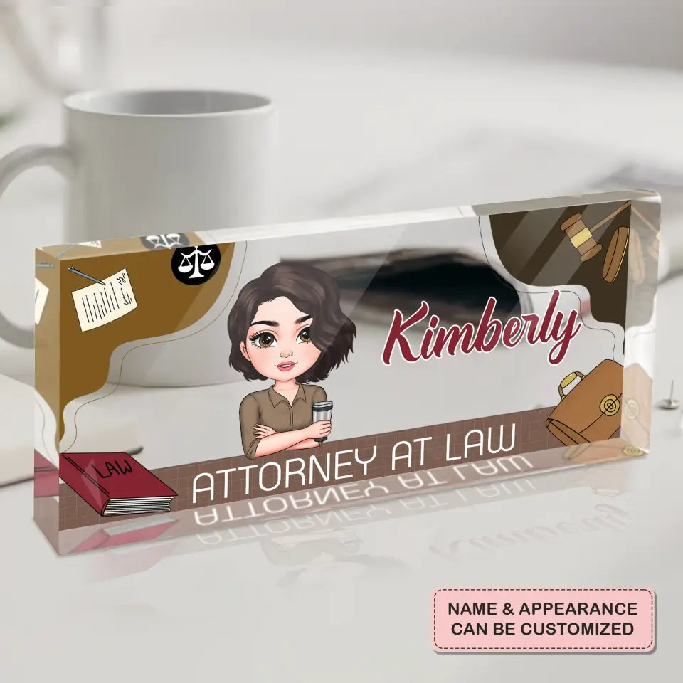 Attorney At Law - Personalized Custom Desk Plate - Welcoming, Office Decor Gift For Lawyer