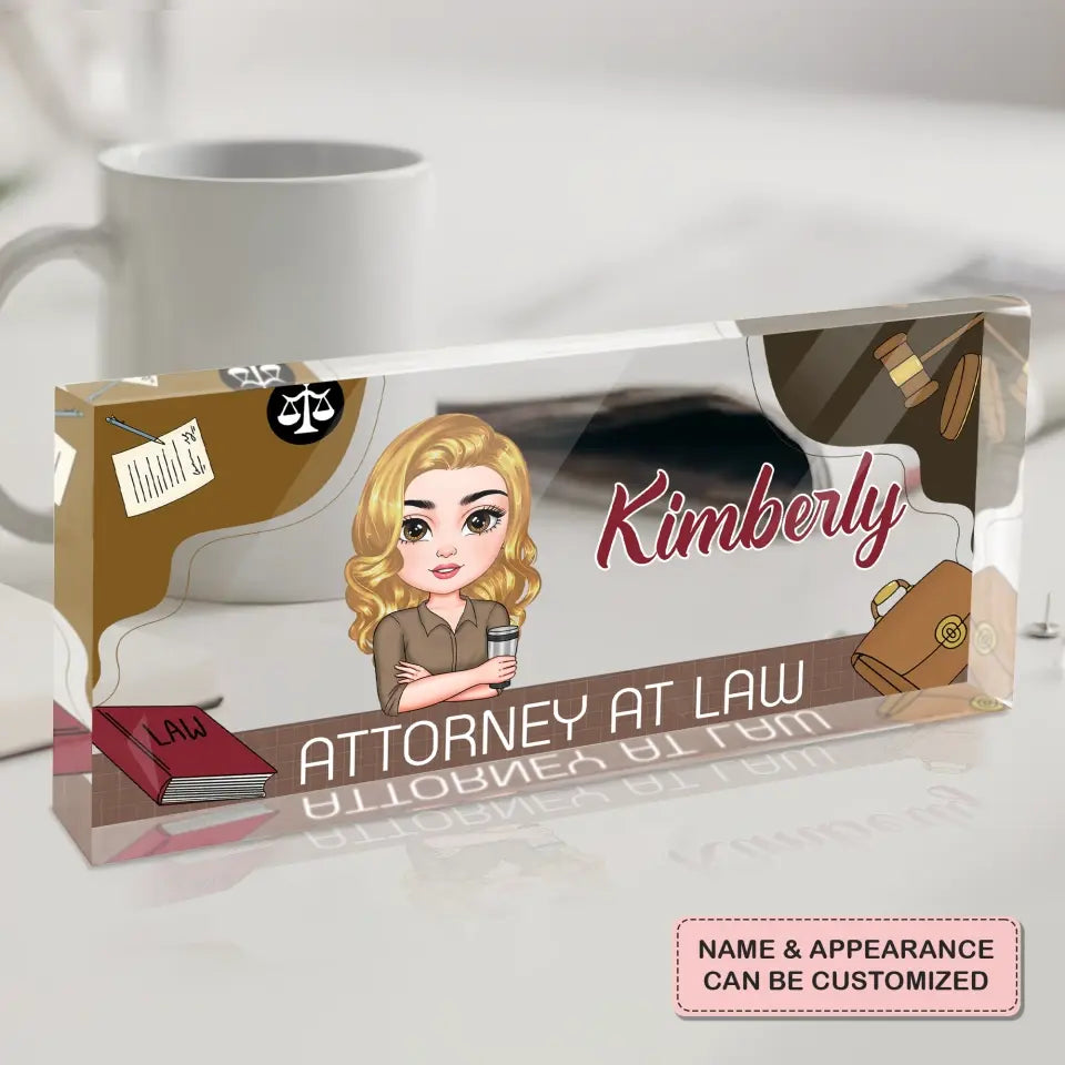 Attorney At Law - Personalized Custom Desk Plate - Welcoming, Office Decor Gift For Lawyer