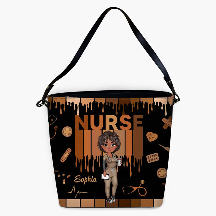 Love Nurse Life V2 - Personalized Custom Leather Tote Bag - Nurse's Day, Appreciation Gift For Nurse